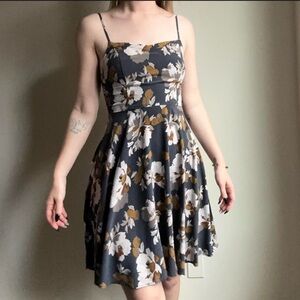 Navy Floral Spaghetti Strap Dress
